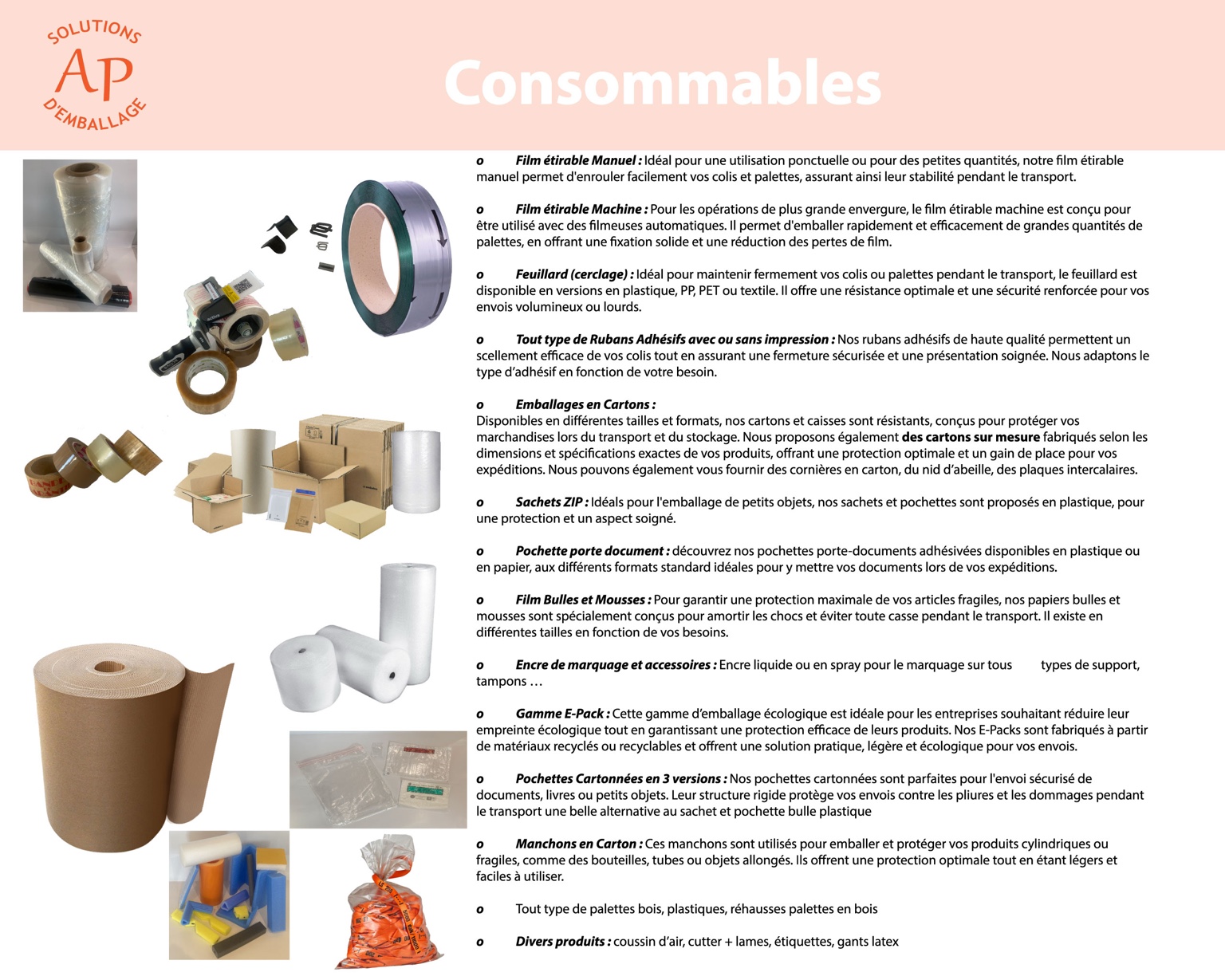Page Consommables visuel