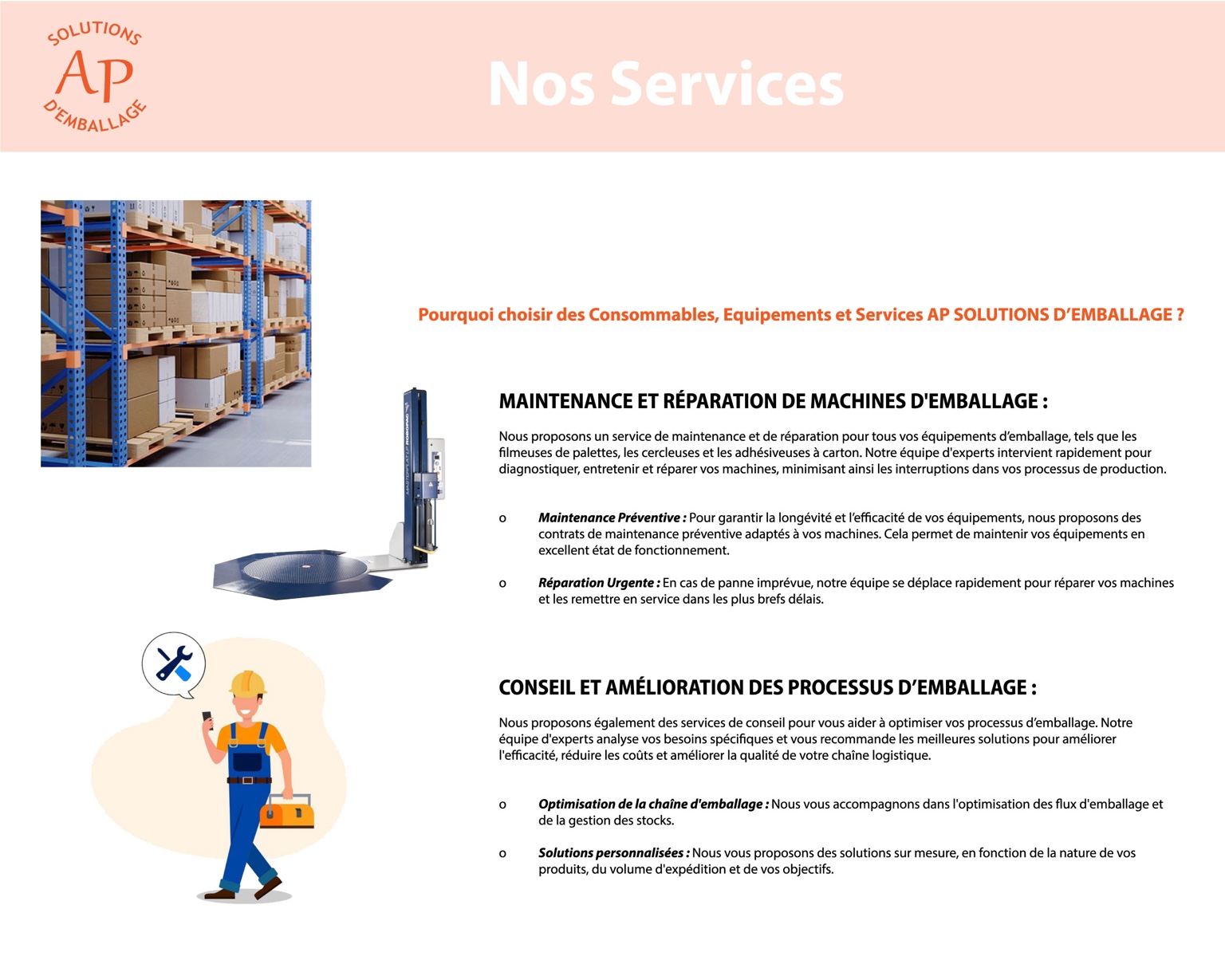 Page Équipements visuel